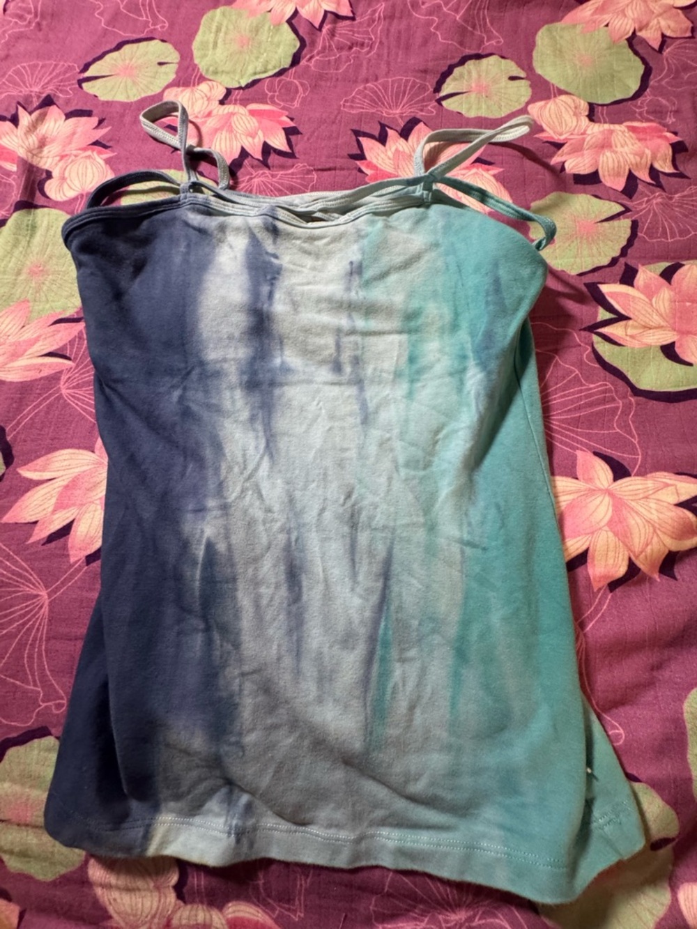 Lily Lotus Blue to Teal Ombre Spaghetti Strap Tank